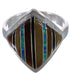Sterling Silver Multicolor Inlay Jewelry Ring Size 6-1/4 UX34291